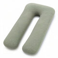 Almohada corporal en U 140 cm de tejido verde texturizado para descanso y apoyo