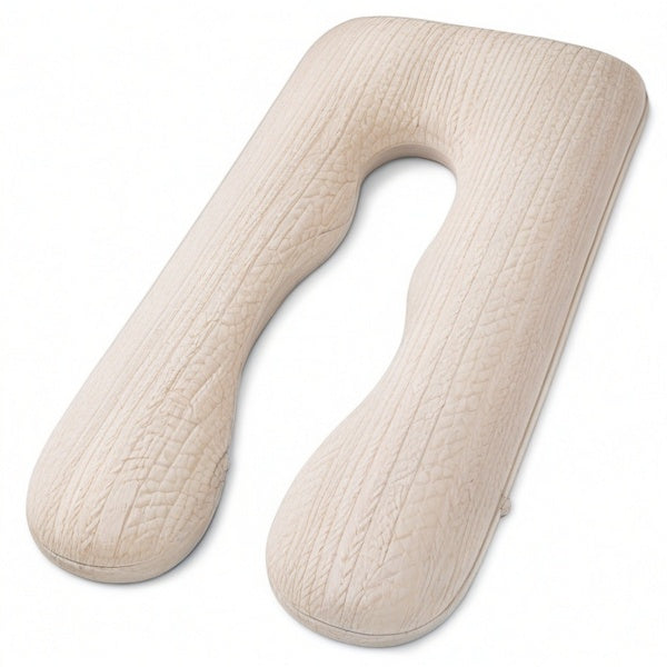 Cojín de embarazo en U 140 cm de tejido acolchado color crema para descanso y apoyo corporal