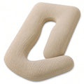 Almohada corporal en U 140 cm de tejido beige para descanso y apoyo