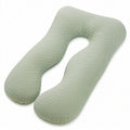 Almohada corporal en U 120 cm de tejido acolchado verde para descanso y apoyo