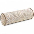 Cojín cilíndrico 15 x 45 cm de tela beige con estampado geométrico decorativo