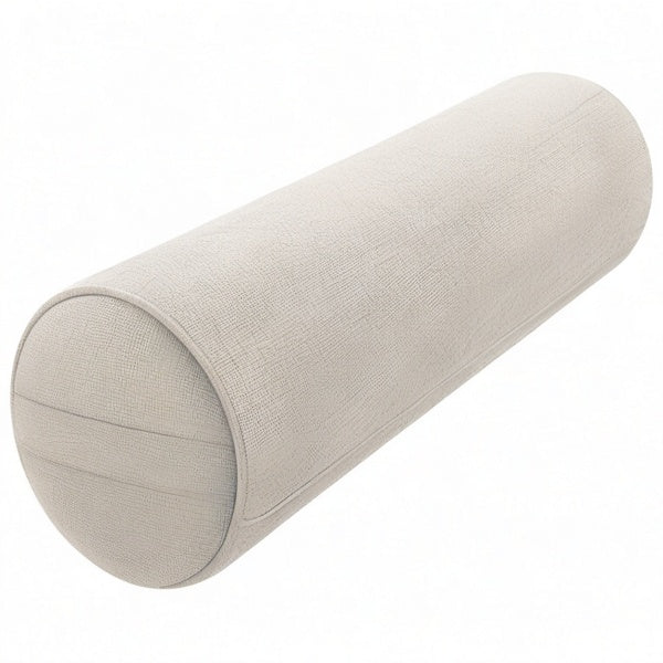 Cojín cilíndrico 18 x 55 cm de tela beige para apoyo decorativo