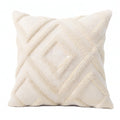 Cojín decorativo 45 x 45 cm de tejido crema con textura geométrica para sofá