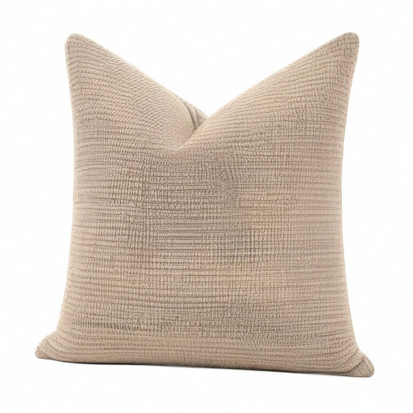 Cojín cuadrado 45 x 45 cm beige de tejido texturizado decorativo