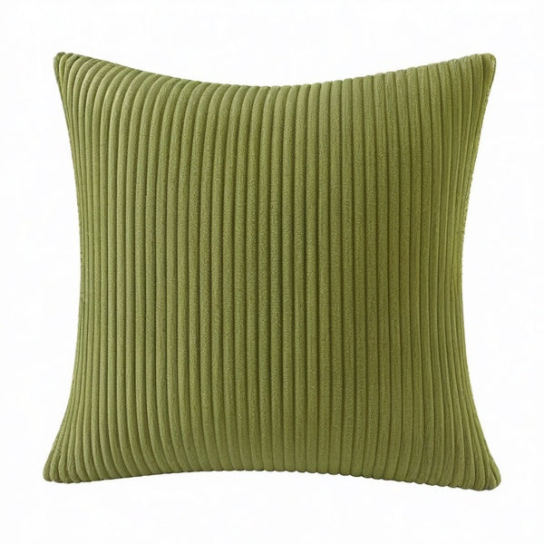 Cojín cuadrado 45 cm de pana verde con textura acanalada decorativo