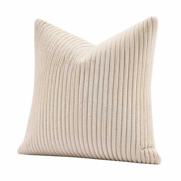 Cojín decorativo cuadrado 45 cm de tejido acanalado beige para sofá