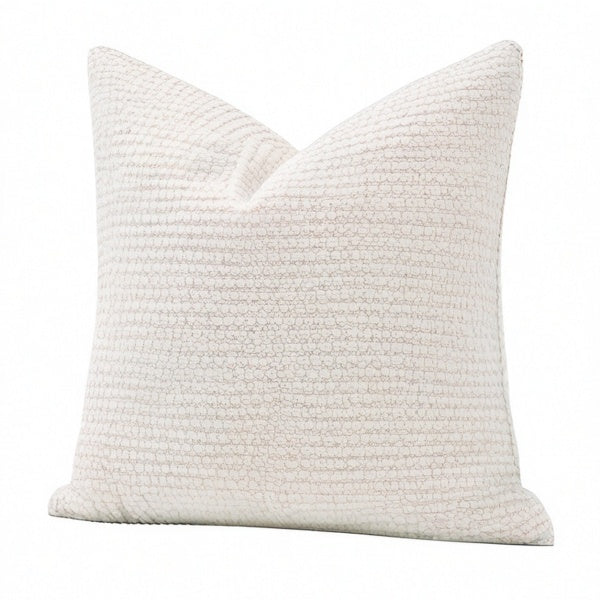 Cojín decorativo cuadrado 45 x 45 cm de algodón blanco con textura tejida