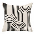 Cojín decorativo 45 x 45 cm de tejido beige y negro con relieve geométrico para sofá