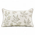 Cojín decorativo 50 x 30 cm de tejido beige y verde con estampado botánico - estilo natural