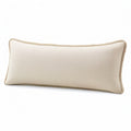 Cojín decorativo rectangular 60 x 30 cm tejido beige con ribete trenzado