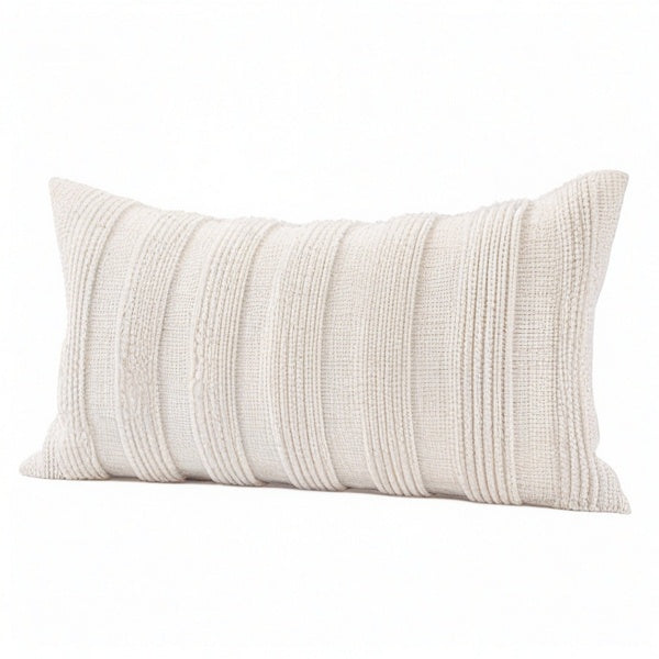 Cojín lumbar 50 x 30 cm de tejido beige con textura - Decorativo
