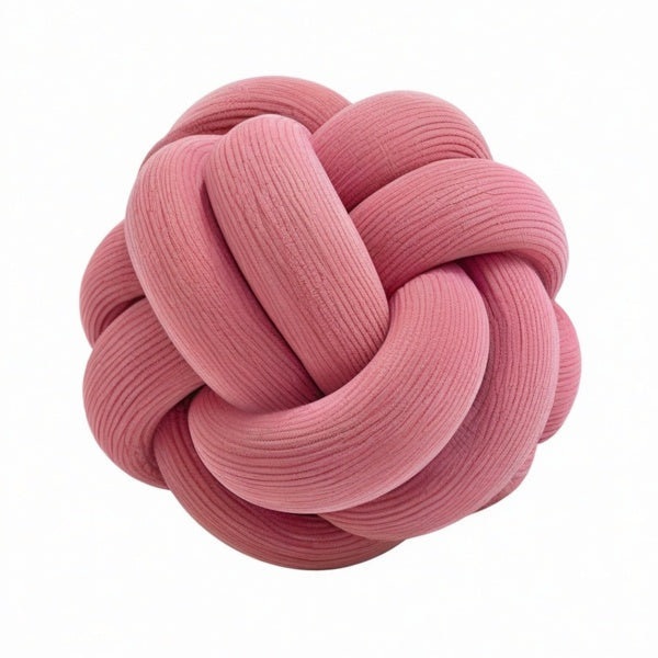 Cojín decorativo de nudo 30 cm de pana rosa - suave para sofá y cama