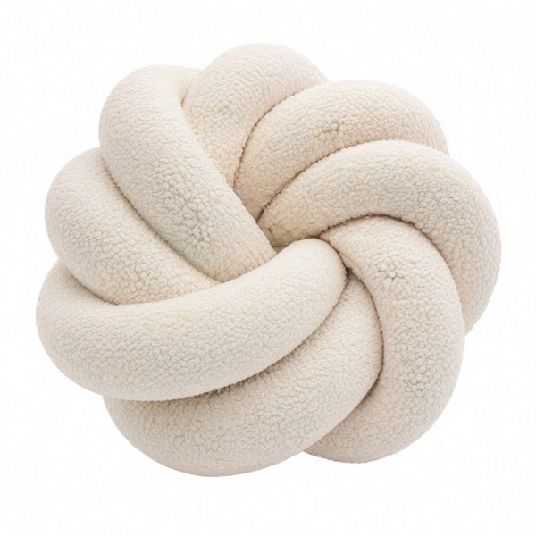 Cojín decorativo de nudo 30 cm en tejido bouclé crema suave