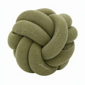 Cojín decorativo anudado de 30 cm en tejido bouclé verde oliva - suave para sofá y cama