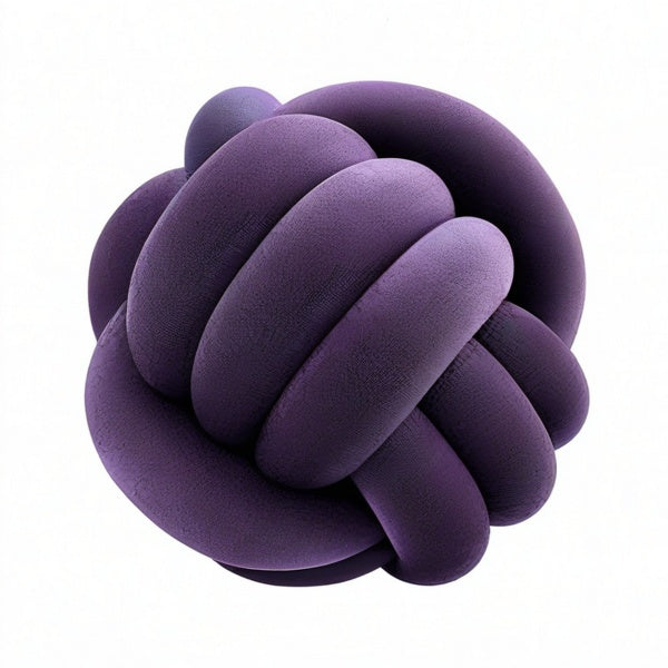 Cojín decorativo anudado de 30 cm en terciopelo morado suave para sofá y dormitorio