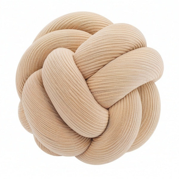 Cojín decorativo de nudo 30 cm de pana beige para sofá estilo contemporáneo