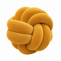 Cojín decorativo redondo 30 cm de tejido texturizado amarillo estilo nudo
