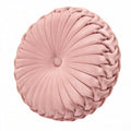 Cojín redondo 40 cm de tejido aterciopelado rosa para decoración con pliegues