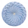 Cojín decorativo redondo 40 cm de tejido aterciopelado azul claro para sofá estilo trenzado